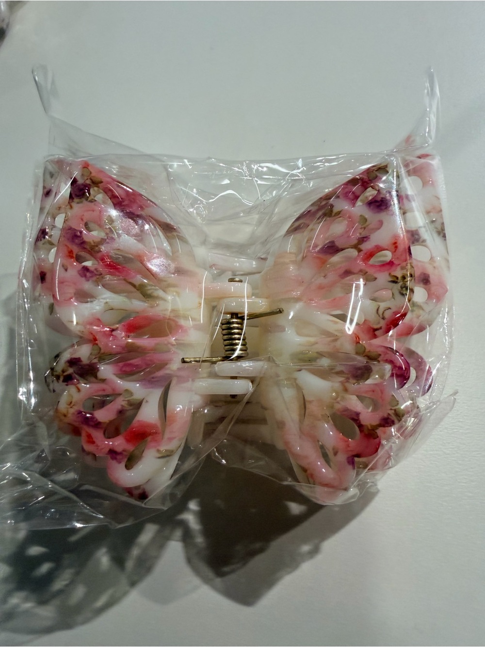 Ganz Floral Pink Butterfly Hair Claw Clip